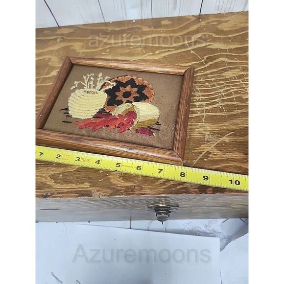 Vintage Embroidery Wall Decor Baskets Peppers Framed 6 X 8 - Picture 4 of 6